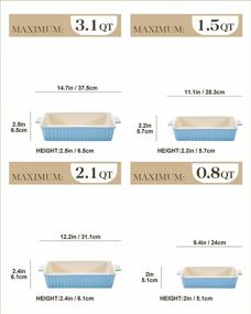 img 3 attached to MALACASA Porcelain Baking Pans Set Of 4 - Oven-Safe Rectangular Lasagna Dishes For Cooking Cake, Casserole Dish (9.4"/11.1"/12.2"/14.7"), Series BAKE.BAKE - Blue.