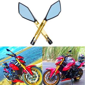 img 4 attached to 🏍️ JMTBNO Gold Motorcycle Rear View Mirrors Handlebar End Side Mirror, Universal M8 M10 Compatible with Honda Scooter Suzuki Yamaha Kawasaki Victory