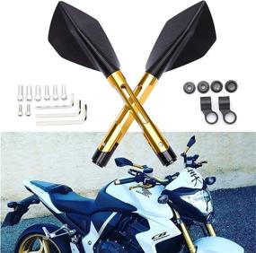 img 3 attached to 🏍️ JMTBNO Gold Motorcycle Rear View Mirrors Handlebar End Side Mirror, Universal M8 M10 Compatible with Honda Scooter Suzuki Yamaha Kawasaki Victory