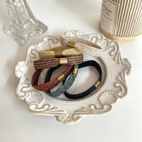img 2 attached to Cherssy Gold Bracelets Doubled As Stylish Hair Ties For Women And Girls