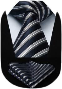 img 4 attached to HISDERN Handkerchief Classic Stripe Necktie Men's Accessories best: Ties, Cummerbunds & Pocket Squares