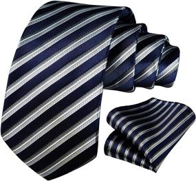 img 3 attached to HISDERN Handkerchief Classic Stripe Necktie Men's Accessories best: Ties, Cummerbunds & Pocket Squares