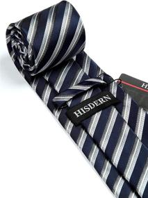 img 1 attached to HISDERN Handkerchief Classic Stripe Necktie Men's Accessories best: Ties, Cummerbunds & Pocket Squares