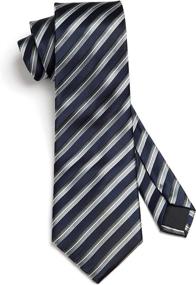 img 2 attached to HISDERN Handkerchief Classic Stripe Necktie Men's Accessories best: Ties, Cummerbunds & Pocket Squares