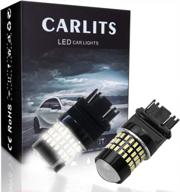 2-pack carlits 3157 led bulbs xemon white 6500k 12-24v replacement for 4057 3156 brake tail reverse backup logo