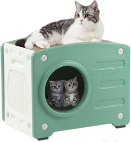 img 4 attached to 🐱 The Sheripet Cat Bed: Waterproof Cat House with Soft Mat & Scratcher, Luxury Large Cat Bed for Cat Family