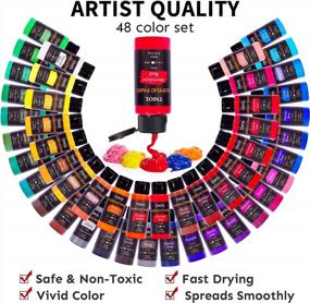 img 3 attached to 🎨 Vibrant 48-Color Acrylic Paint Set with Brushes – Ideal for Canvas, Wood, Ceramic & Fabric, High-Quality Pigments for Artists of All Levels