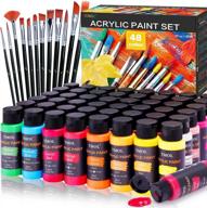 🎨 vibrant 48-color acrylic paint set with brushes – ideal for canvas, wood, ceramic & fabric, high-quality pigments for artists of all levels logo