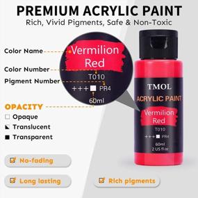 img 1 attached to 🎨 Vibrant 48-Color Acrylic Paint Set with Brushes – Ideal for Canvas, Wood, Ceramic & Fabric, High-Quality Pigments for Artists of All Levels