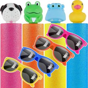 img 4 attached to Kids Water Blaster Gun Soaker Set - 4 Pack Foam Squirt Guns With 4 Kids Sunglasses For Summer Party Favors, Outdoor Backyard Fun Water Toys