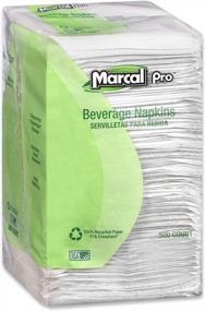 img 2 attached to Eco-Friendly Cocktail Napkins - Marcal Pro 100% Recycled Beverage Napkins, 1-Ply, 9.75"X9.5" (WxL), Pack Of 500 - Case Of 8 (Item #00028)