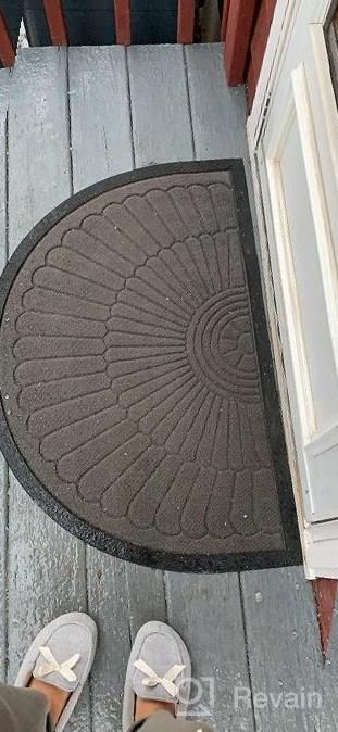 img 1 attached to Premium Mibao Half Round Door Mat - Heavy Duty Rubber Outdoor Rug With Non-Slip Low Profile - Durable Semicircle Doormats For High Traffic Areas, Entry, Patio, Garage - 24" X 36" Coffee review by Cindy Roffelsen