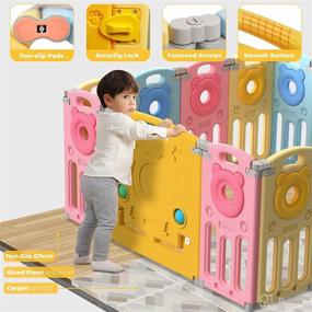 img 2 attached to 👶 Yoleo Foldable Baby Playpen: 14-Panel Large Sturdy Durable Play Yard Fence with Drawing Board - Multicolored