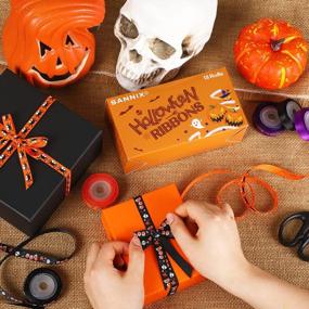 img 1 attached to Spook-Tacular DIY Decor: SANNIX Halloween Ribbon - 18 Printed Grosgrain Rolls, 90 Yards Total!