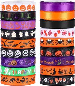 img 4 attached to Spook-Tacular DIY Decor: SANNIX Halloween Ribbon - 18 Printed Grosgrain Rolls, 90 Yards Total!