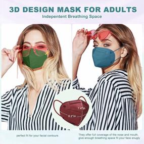 img 1 attached to 60 упаковок 5-слойных цветных масок KN95 для взрослых - дышащая и удобная одноразовая маска для лица с регулируемыми ушными петлями, эффективность фильтра ≥95%