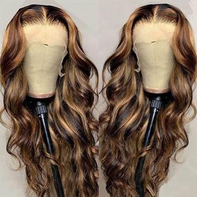img 3 attached to Pizazz 13X4 Highlight Lace Front Wigs Human Hair Pre Plucked 9A Brazilian Body Wave Lace Frontal Human Hair Wigs For Women 4/27 Color (4/27 Highlight Color Body Wave, 20 Inch)