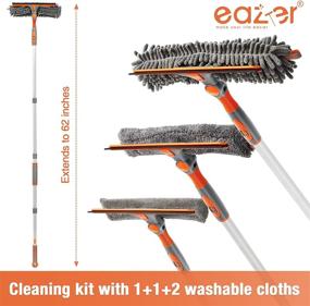 img 3 attached to 🧼 eazer Squeegee Window Cleaner 2 in 1: Ultimate Rotatable Cleaning Solution with Extension Pole and Telescopic Design - Perfect for Indoor/Outdoor Car Glass Cleaning - 4 Pads Included