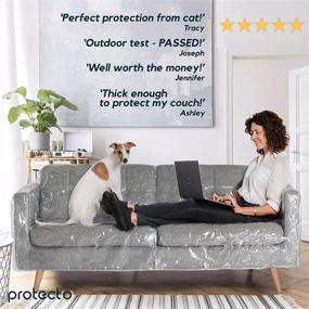 img 1 attached to 🛋️ Extra-Large Waterproof Vinyl Sofa Protector - Scratch & Stain Resistant - Clear Leather Couch Cover 96&quot; - Pet-friendly Furniture Protection from Cats & Dogs