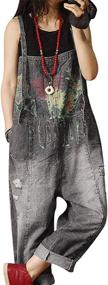 img 4 attached to Distressed Women's Cropped Overalls Jumpsuits: YESNO's Fashionable Collection