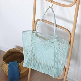 img 1 attached to Women'S Mesh Beach Tote Handbag With Shoulder Strap By HOXIS