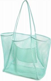 img 3 attached to Women'S Mesh Beach Tote Handbag With Shoulder Strap By HOXIS