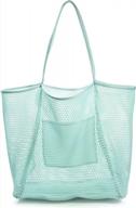 women's mesh beach tote handbag with shoulder strap by hoxis logo