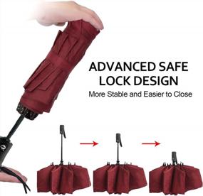 img 1 attached to Travel In Style With HQdeal'S Unbreakable Compact Red Umbrella - Auto Open/Close For True Convenience And Windproof Design For Maximum Protection