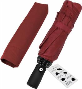 img 4 attached to Путешествуйте стильно с небьющимся компактным красным зонтом HQdeal - автоматическое открытие / закрытие для истинного удобства и ветрозащитный дизайн для максимальной защиты