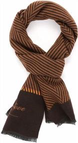 img 4 attached to Men'S Wool Scarf - Striped Winter Super Warm Long Lightweight With Fringes (Yellow)