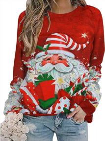 img 4 attached to Женская рубашка 2022 Merry Christmas Snowman Shirt — с длинным рукавом и круглым вырезом с забавной графикой — повседневная и удобная от MYHALF