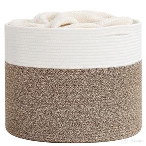 img 4 attached to 🧺 Large Cotton Rope Basket 15.8x15.8x13.8 - Baby Laundry Basket, Woven Blanket Basket, Nursery Bin by Goodpick