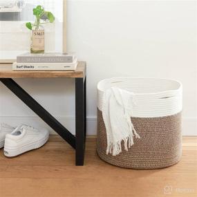 img 1 attached to 🧺 Large Cotton Rope Basket 15.8x15.8x13.8 - Baby Laundry Basket, Woven Blanket Basket, Nursery Bin by Goodpick