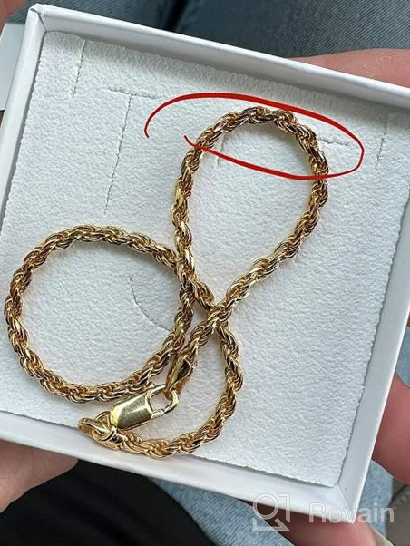 img 1 attached to Miabella Italian 2mm, 3mm Diamond-Cut Braided Rope Chain Anklet Ankle Bracelet - 18K Gold Over 🌟 Sterling Silver for Women, Teen Girls - Available in 9 or 10 Inch - 925 Made in Italy review by Paul Hubbard