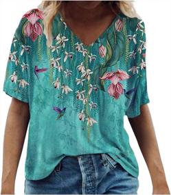 img 4 attached to Stay Cool And Stylish With Trendy Summer Tops For Women 2022 - Loose T Shirts, Floral Tunics, And Plus-Size V Neck Blouses!