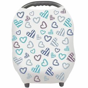 img 4 attached to YOOFOSS Nursing Cover Breastfeeding Scarf - Baby Car Seat Covers, Infant Stroller Canopy For Girls And Boys (Blue Heart)