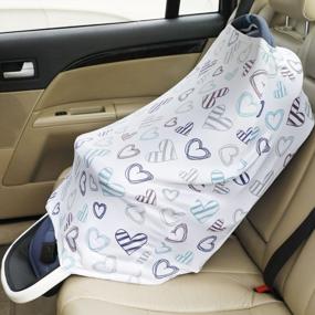 img 1 attached to Чехол для кормления YOOFOSS, шарф для грудного вскармливания - чехлы для детских автомобильных сидений, навес для детской коляски для девочек и мальчиков (синее сердце)