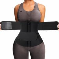 kiwi rata plus size neoprene sauna waist trainer with 2 straps, 9 bones, zipper and tummy control for effective workout shaping logo