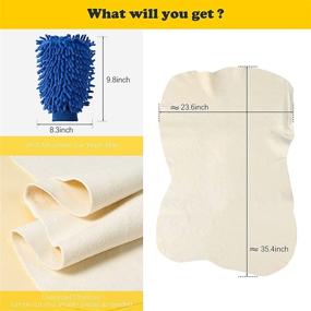 img 3 attached to 🧽 Chamois Cloth for Car - 1 Pack + Bonus Car Wash Mitt - Ultra Absorbent Cleaning Cloth for Cars - 35.4'' x 23.6''