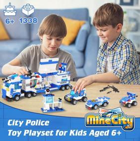 img 3 attached to 1338 Pieces City Police Mobile Command Center Truck Building Blocks Set With Police Station, Police Car, Helicopter, Boat, Best Education Learning & Roleplay Toys Gift For Kids Boys Girls Age 6-12