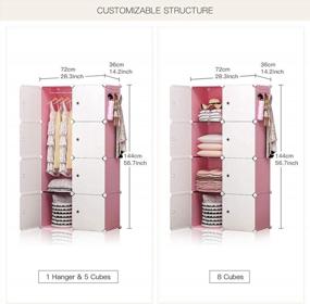 img 1 attached to Pink 8-Cube Portable Closet Wardrobe Armoire Dresser Organizer Shelf Pantry Cabinet, 28X14X56 Inches