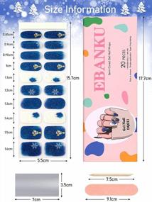 img 3 attached to Winter Semi Cured Gel Nail Strips Stickers, Snowflake Glitter Gradient Color Wraps For Women Girl - EBANKU New Year Gift