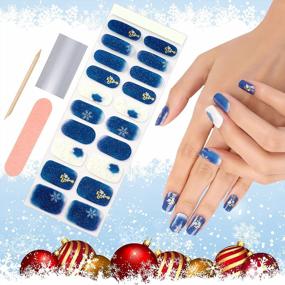 img 4 attached to Winter Semi Cured Gel Nail Strips Stickers, Snowflake Glitter Gradient Color Wraps For Women Girl - EBANKU New Year Gift