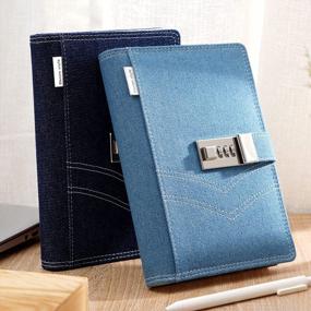 img 3 attached to Locking Journal For Women: CAGIE Denim B6 Notebook With 224 Pages & Combination Lock - 5.5 X 7.9 Inch, Blue