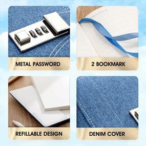 img 2 attached to Locking Journal For Women: CAGIE Denim B6 Notebook With 224 Pages & Combination Lock - 5.5 X 7.9 Inch, Blue