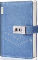 locking journal for women: cagie denim b6 notebook with 224 pages & combination lock - 5.5 x 7.9 inch, blue logo