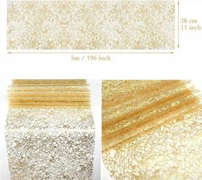 img 3 attached to Organza Table Runner 11 X 196 Inch - LEMESO Sparkle Metallic Stripe Gold Thin Table Cloth For Xmas Party Supplier