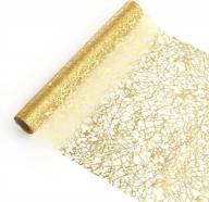 organza table runner 11 x 196 inch - lemeso sparkle metallic stripe gold thin table cloth for xmas party supplier logo