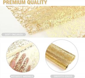 img 2 attached to Organza Table Runner 11 X 196 Inch - LEMESO Sparkle Metallic Stripe Gold Thin Table Cloth For Xmas Party Supplier