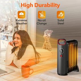 img 1 attached to Stay Cozy With Our Quiet Electric Oil Heater - 700W Radiator With Overheat Protection And 2 Heat Settings For Indoor Use In Bedroom, Office, And Home
